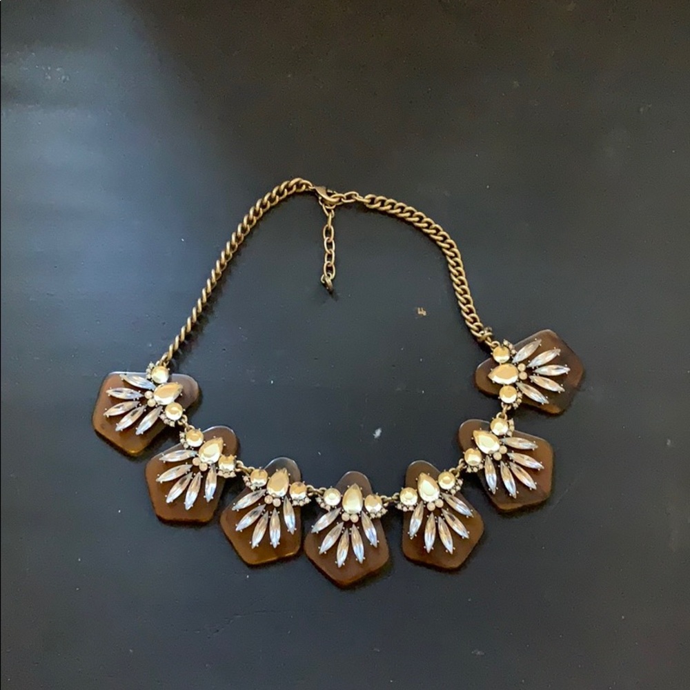 Loft necklace, gold, amber and crystals